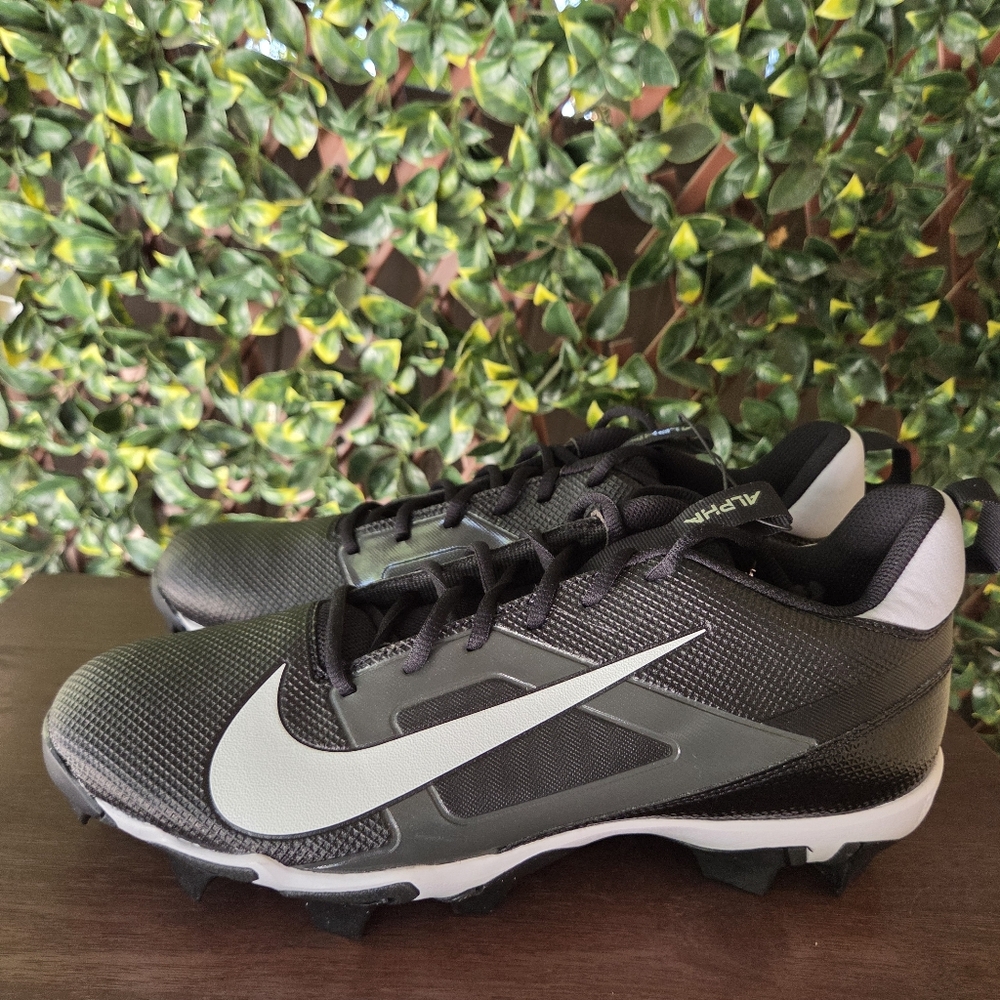 NEW Nike Alpha Menace 4 Shark Football Cleats Black White US Men's Size 12 EU 46